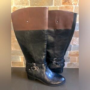 Trinee Tall Two-Tone Riding Boots by Unisa Women's size 7 wide calf